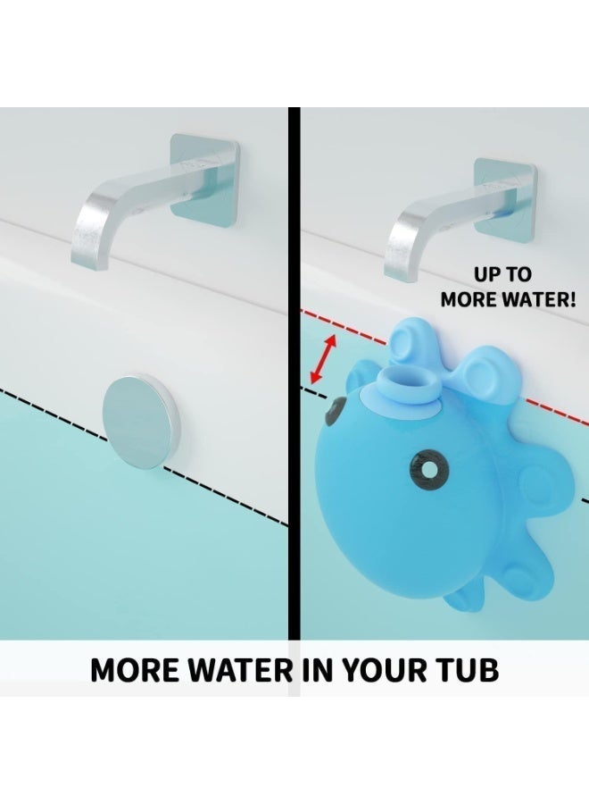 ChicAbode Bathtub Overflow Drain Cover, Silicone Bathroom Overflow Drain Cover, Bath Tub Overflow Cover, Bathroom Spa Accessories, Adds Inches of Water for Deeper Warmer Bath, Blue - Image 4